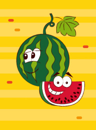 卡通夏日水果可爱的西瓜简笔插画无背景