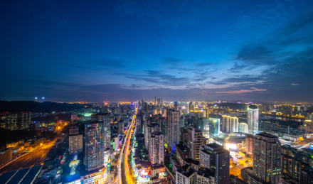 中国福建省厦门市思明区城市夜景