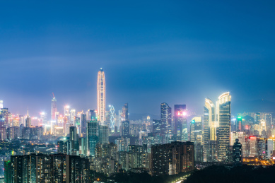 中国广东省深圳市福田区夜景