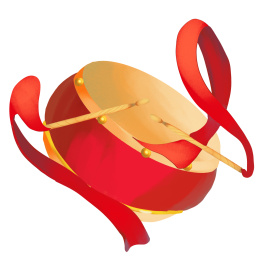 卡通手绘中国风红色大鼓插画