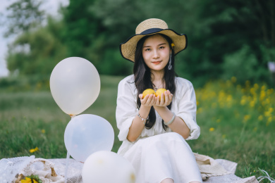 夏日日系小清新田园女孩人像