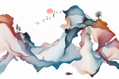 抽象水墨画唯美意境山水画