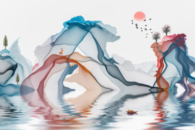 抽象水墨画唯美意境山水画