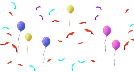 小清新风格气球五彩纸屑庆典插画元素