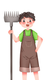 小清新风格背带裤男孩农民站着插画人物元素