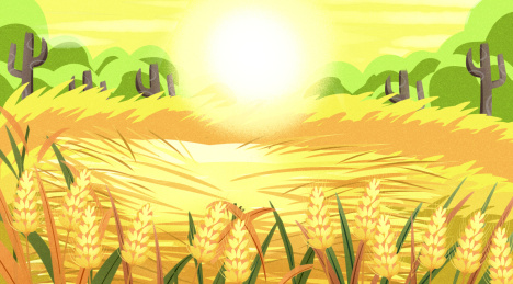 小清新风格黄色秋天丰收插画背景