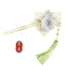 水彩风格中国古代饰品步摇插画元素