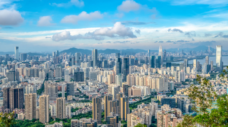 中国广东省深圳市南山区俯瞰南山城市景观