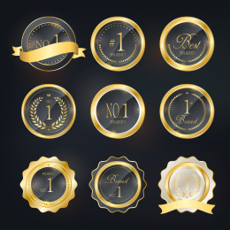 黑金风标签，金色奖牌，酒签，质量保证