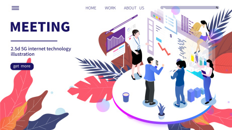 商务谈判2.5D插画