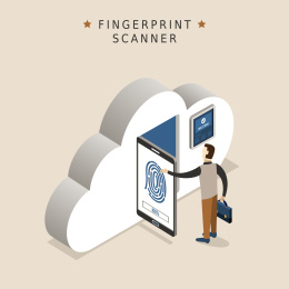 指纹扫描3D等轴测插图