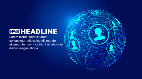 点、线、数码地球构建人、社会、网络关系概念创意图