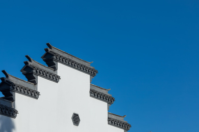 蓝天下的南京夫子庙景区中式传统建筑