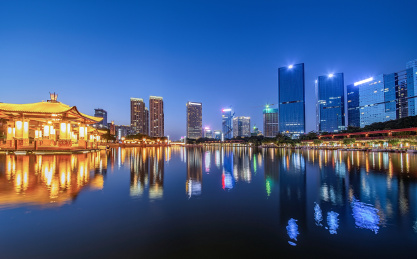 中国广东省佛山市南海区千灯湖公园夜景