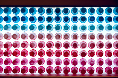 彩虹渐变色抽象灯光舞台布景特写