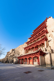 中国甘肃酒泉敦煌千佛洞九层楼