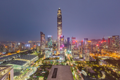 中国广东省深圳市城市夜景风光