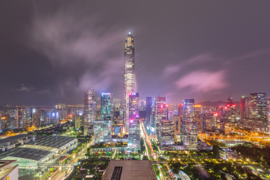 中国广东省深圳市城市夜景风光