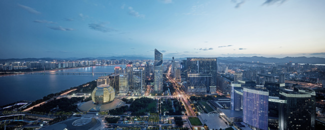杭州钱江新城建筑群鸟瞰