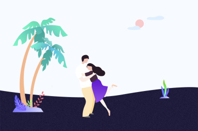 情人节，情侣恋爱相互拥抱幸福温馨扁平矢量插画