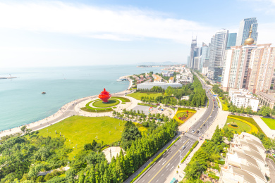 高视角山东省青岛市五四广场风光