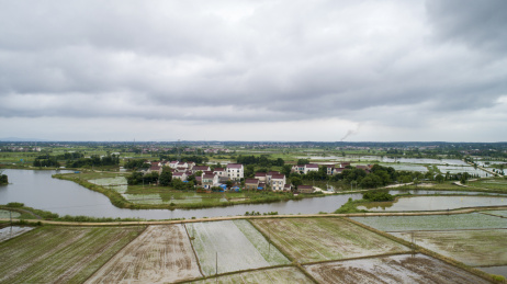 航拍中国安徽省宣城市雨后夏日乡村田园风光