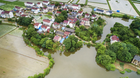 航拍中国安徽省宣城市雨后夏日乡村田园风光