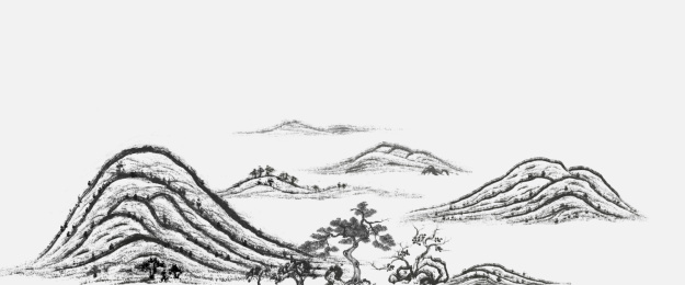 云南深山茶山水墨画包装设计插画