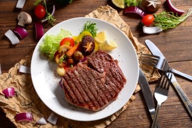 steak medium rare beef with spices