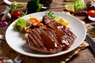 steak medium rare beef with spices