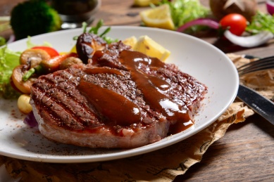 steak medium rare beef with spices