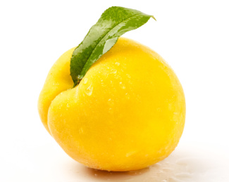 白底上的水果黄桃