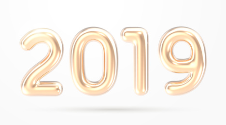 2019 三维渲染金色铝膜气球字