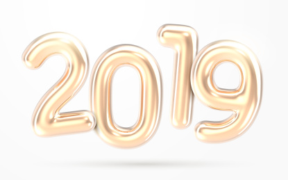 2019 三维渲染金色铝膜气球字