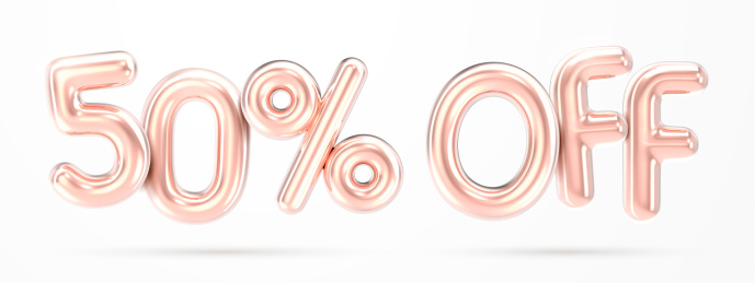50% off 三维渲染玫瑰金铝膜气球字