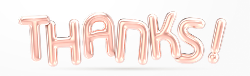 THANKS 三维渲染玫瑰金铝膜气球字