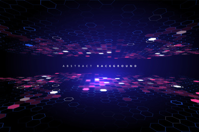  矩阵的无数块、大数据、量子计算机概念、云计算、彩色黑洞效果。