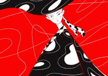 神秘魅力抽象红黑系列人物插画