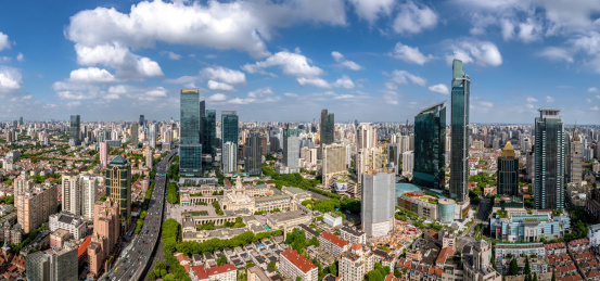 上海静安区地标建筑全景照片