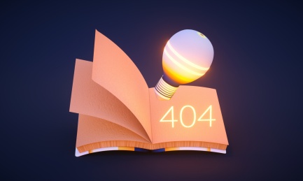 书本和灯泡组成404三维场景