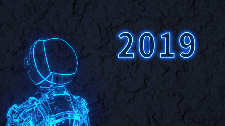 黑色岩石背景上全息宇航员场景