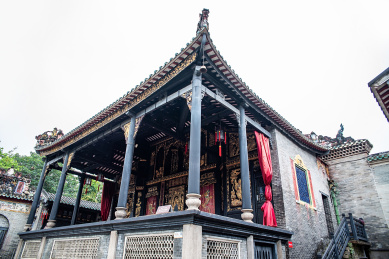 中国广东省佛山祖庙万福台戏台楼台古建筑
