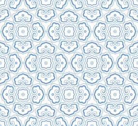 无缝抽象的蓝色线条背景，传统底纹图案