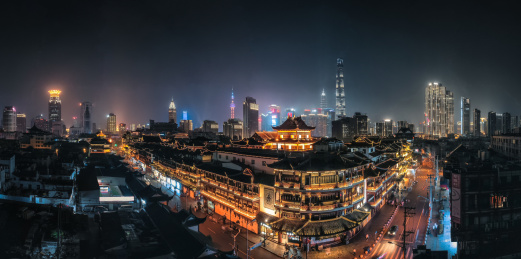 上海城隍庙豫园陆家嘴夜景