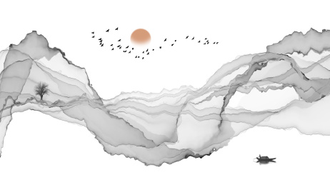 抽象的水墨线条意境山水装饰画