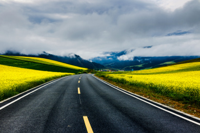 青海省祁连山脉卓尔山景区的道路
