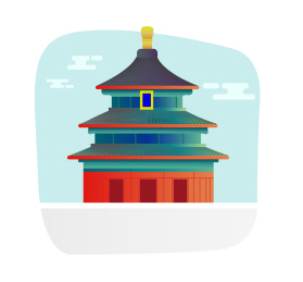 简约风格天坛祈年殿插画矢量设计素材