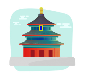 简约风格天坛祈年殿插画矢量设计素材