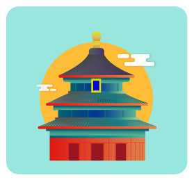 简约风格天坛祈年殿插画矢量设计素材