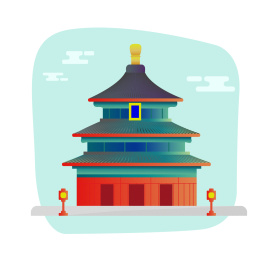 简约风格天坛祈年殿插画矢量设计素材